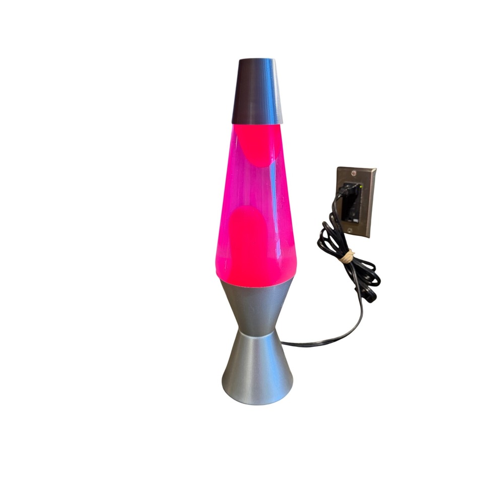 Lava Lamp Pink Wax Purple Liquid Silver Base Model 2000 Retro Motion Light 14.5"
